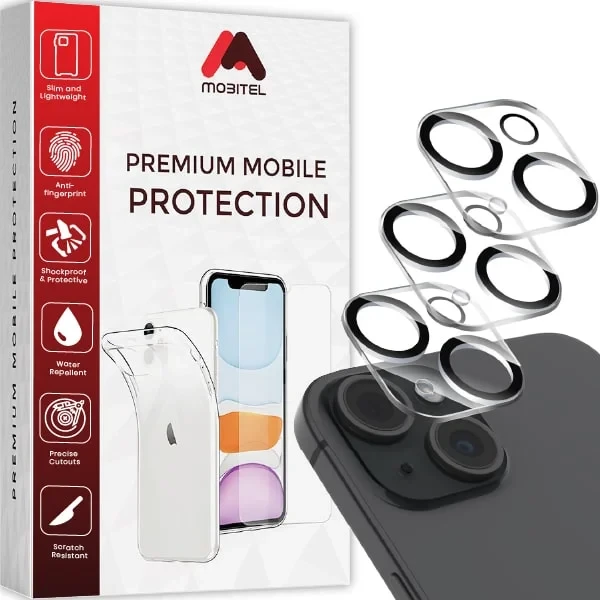 Mobitel {3-Pack} Camera Lens Protector for iPhone 14 & iPhone 14 Plus - Anti-Bubble | Impact Protection | Ultra Clear